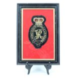 A Victorian Royal Footman's State Livery bullion-embroidered badge, framed with a 1986 letter