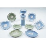 A small quantity of Wedgwood blue and green Jasperware, late 20th Century