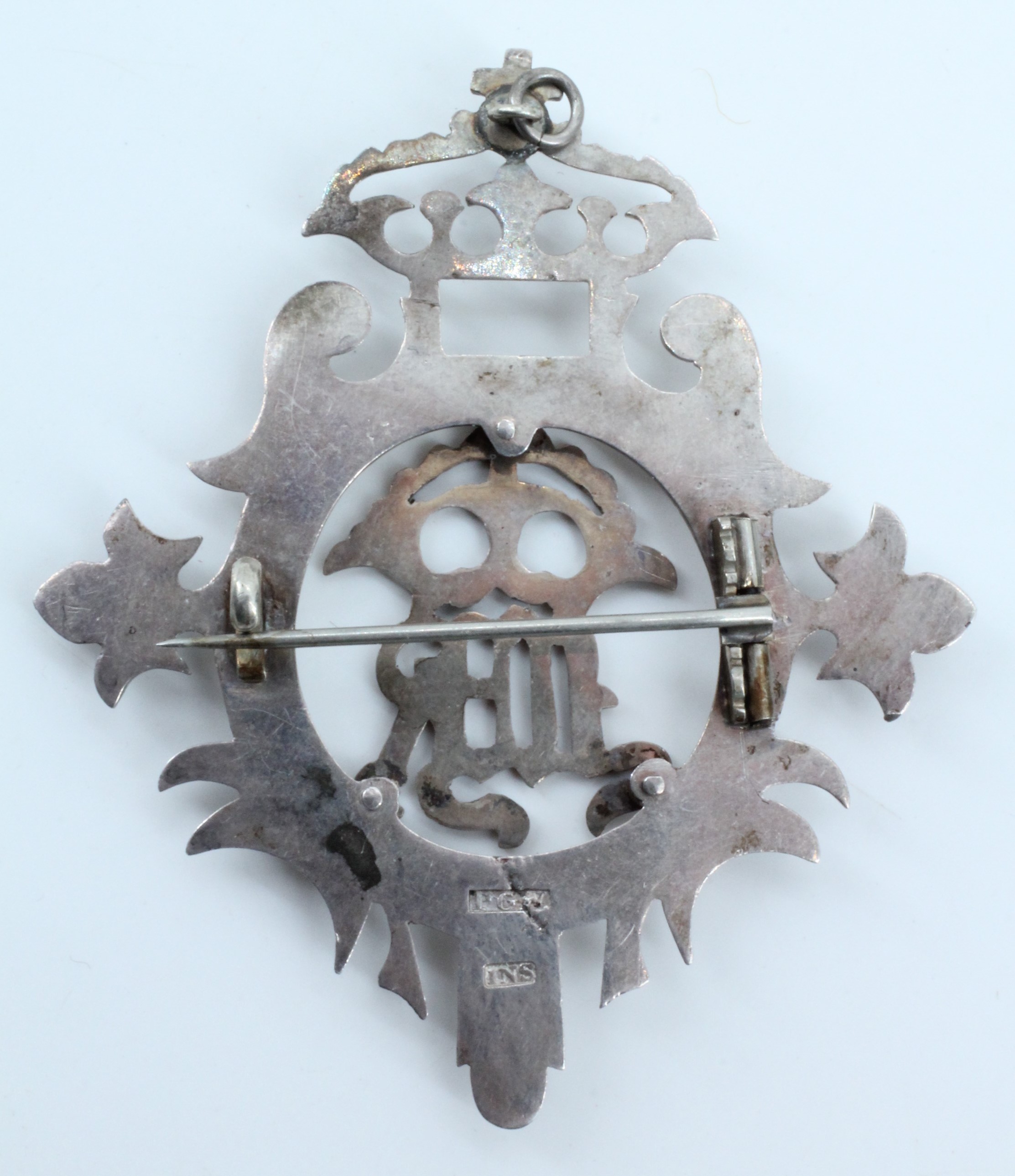 A Victorian Scottish provincial silver brooch, Scottish Renaissance inspired, fret worked and - Image 2 of 3