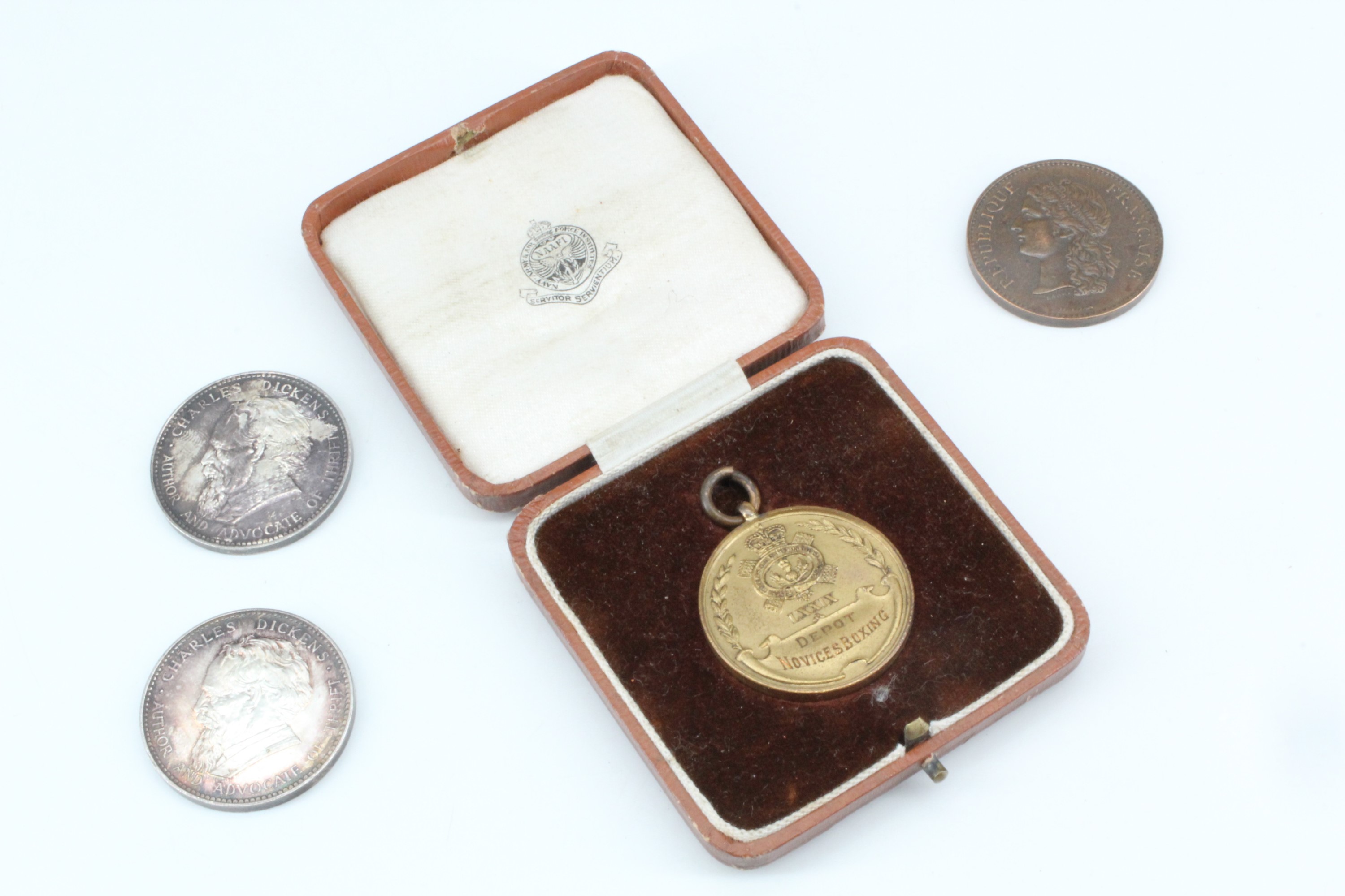 A military prize medallion, an 1879 French centenary of the Revolution Exposition Universelle