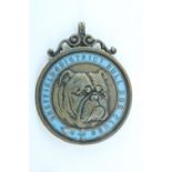 An early 20th Century Sheffield & District Bull Dog Club enamelled prize watch chain fob medallion