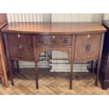 A George III and later string-inlaid and cross-banded mahogany bow-fronted sideboard, 49 cm x 122 cm