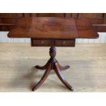 A Georgian influenced mahogany drop-leaf occasional, drinks or lamp table, 79 cm x 46 cm x 64 cm