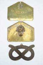 Three various early-to-mid 20th Century British army other ranks' brass duty plates including