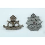 Second World War Border Regiment and South Staffordshire Regiment plastic cap badges