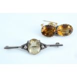 Two antique / vintage citrine brooches