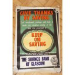 Seven Second World War "War Savings" posters, 75 cm x 50 cm