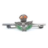 A Great War enamelled Sterling white metal Royal Naval Air Service sweetheart brooch