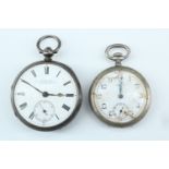 A Victorian silver key-wound pocket watch by Russell of Liverpool, together with another watch,