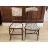 Two late 19th / early 20th Century string-inlaid mahogany bedroom chairs