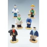 Six Robert Harrop Camberwick Green Collection figures including "Roger Varley", "Mr Rumpling", "Mr