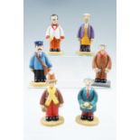 Six Robert Harrop Camberwick Green Collection figures including "Mr Carraway", "Lord Belborough '