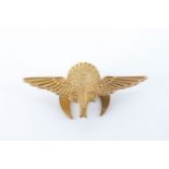 A 9 ct gold GQ [Gregory and Quilter] Parachute Company lapel badge awarded to RAF Flight Sergeant