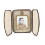 A watercolour portrait miniature of Albert Ball, VC, DSO and two bars, MC (1896 - 1917), in