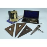 Sundry drawing instruments, an Addiator "Addmaster" pocket calculator etc