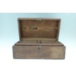 A vintage wooden parts box with inner tray, 42 cm x 24 cm x 17 cm