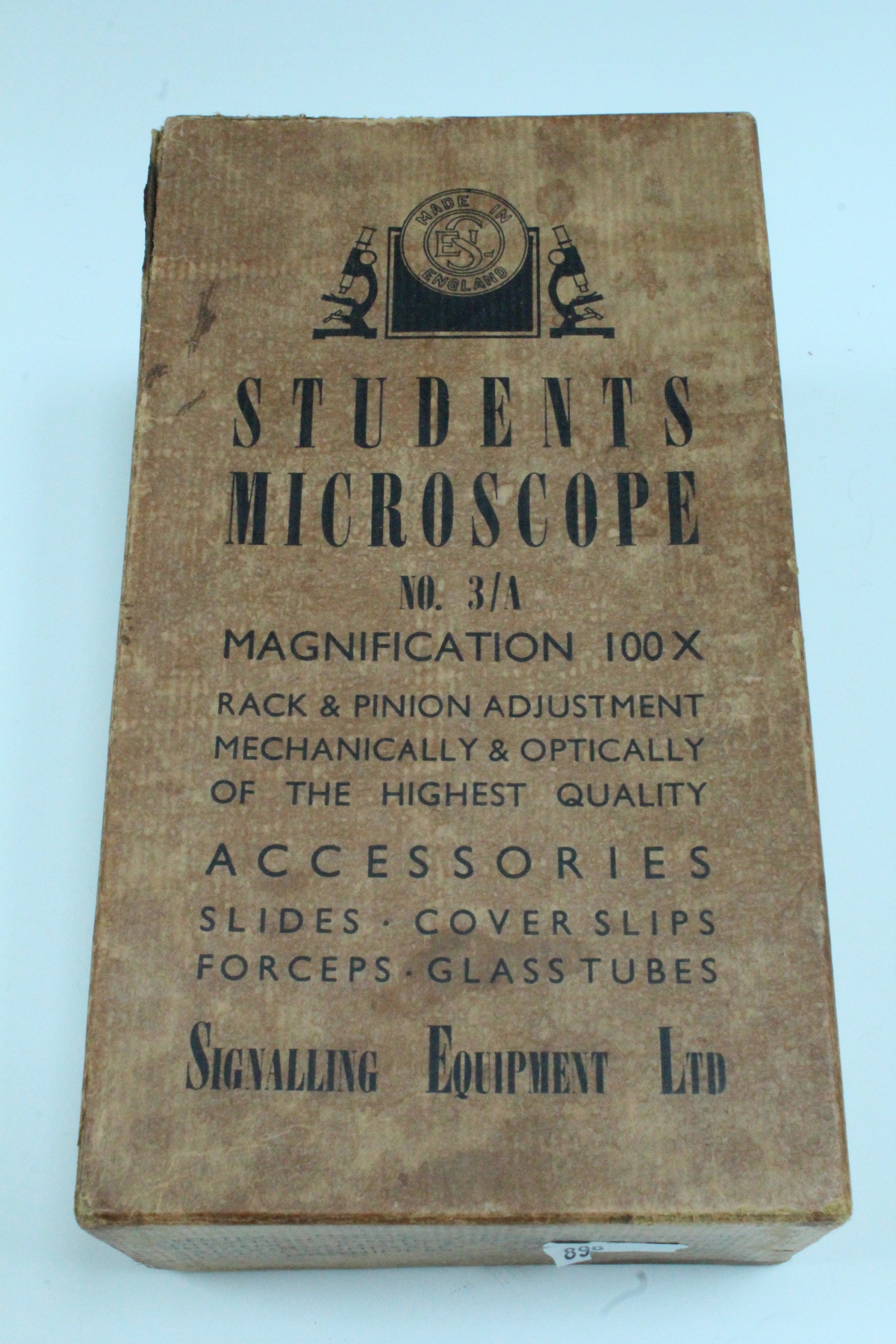 A mid-20th Century student's microscope, Signalling Equipment Ltd's No 3/A in original carton - Image 2 of 2