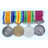 British War and Victory Medals, with Defence and George V Army Long Service and Good Conduct