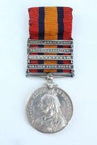 A Queen's South Africa medal with four clasps to 6306 Pte G Lorimer, Essex Regt