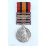 A Queen's South Africa medal with four clasps to 6306 Pte G Lorimer, Essex Regt