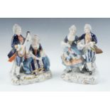 Two East German Unterweissbach Rococo influenced figurine groups, lovers dancing and playing