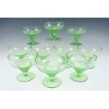 Ten Emerald glass sundae dishes