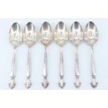 Six Georg Jensen "Acanthus Lemon" table spoons, marked "Georg Jensen" and "925.S", Stockwell & Co