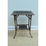 A late Victorian Aesthetic / Chinoiserie bamboo and lacquered side table, 55 cm x 40 cm x 75 cm