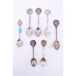 6 silver and enamelled silver souvenir teaspoons, relating to dogs / kennel clubs etc including