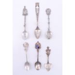 Two silver and four white metal souvenir teaspoons, relating to religion / religious festivals