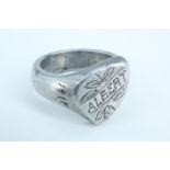 A Great War Duralumin or similar "trench art" finger ring, engraved Albert, 1914 - 1916