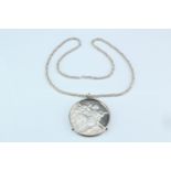 A 1970s Sistine chapel silver medallion necklace, comprising a medallion from the "Genius of