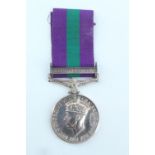 A George VI General Service Medal with Palestine 1945-48 clasp to 14176367 Pte A Minett, Border