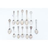 11 silver souvenir teaspoons, relating to shooting / rifle clubs including "City of Newcastle