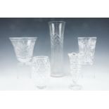 Five cut glass vases, tallest 32 cm
