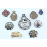 A small group of sweetheart brooches and lapel badges including a large Lancashire Fusiliers plaid
