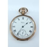 A 1920s Waltham 9 ct gold open-faced pocket watch, 50 mm excluding stem and crown, (running when