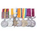 A Boer War and Great War medal group comprising Queen's South Africa Medal with five clasps, King'