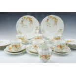 A late 19th / early 20th Century teaset incorporating hand painted daisies and floral decoration