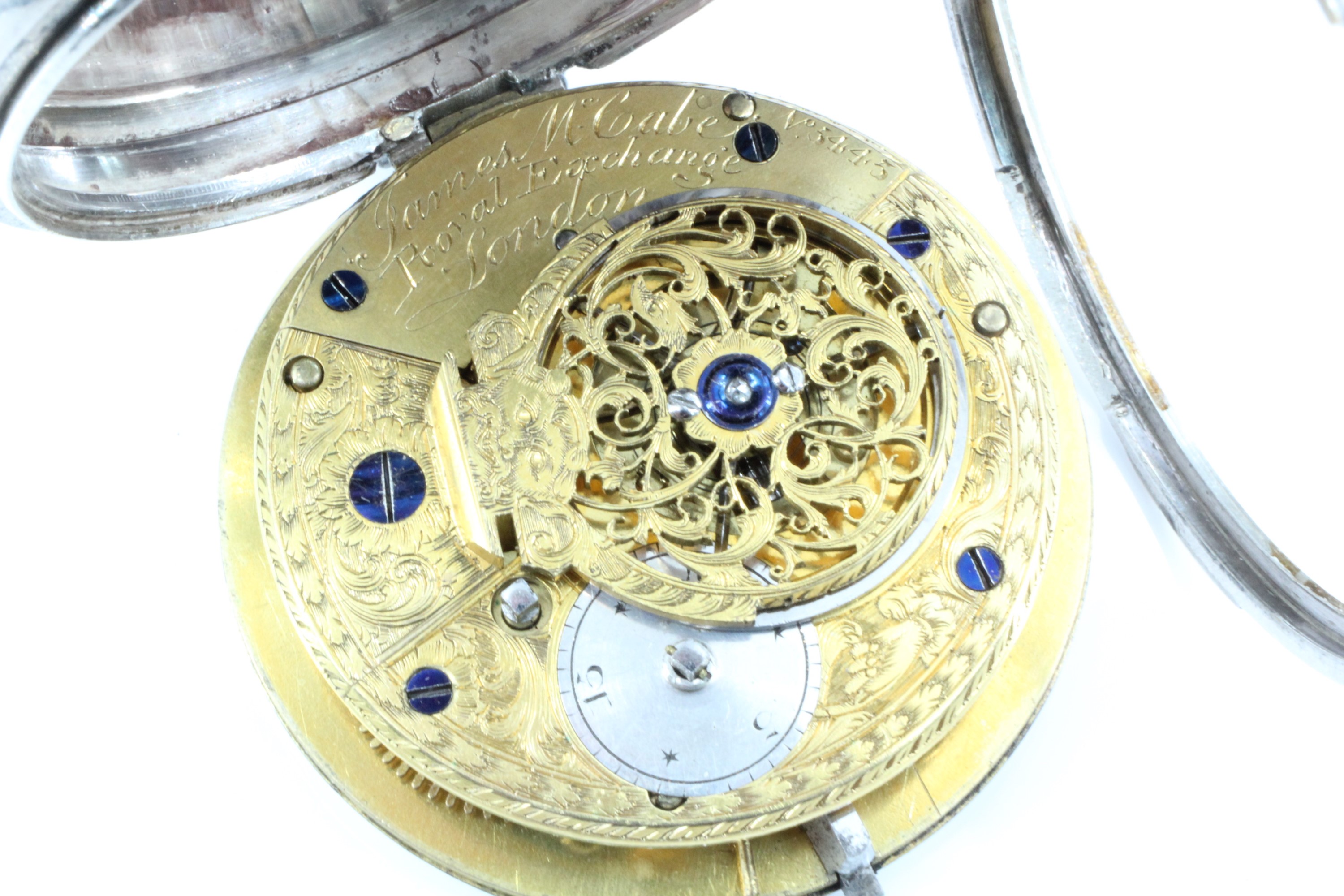 A George IV silver verge pocket watch by James McCabe of Royal Exchange, London, the case London, - Image 2 of 3