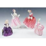 Four Royal Doulton figurines including Ballad Seller, Denise, Affection and Bo-Peep, tallest 20 cm