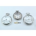 A 1901 silver-cased key-wound pocket watch, (running when catalogued), together with two Victorian