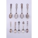Five silver and enamelled silver souvenir teaspoons, relating to military / armed forces together