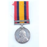 A Queen's South Africa Medal with single clasp impressed to 2848 Pte W Mallinson, King's Own