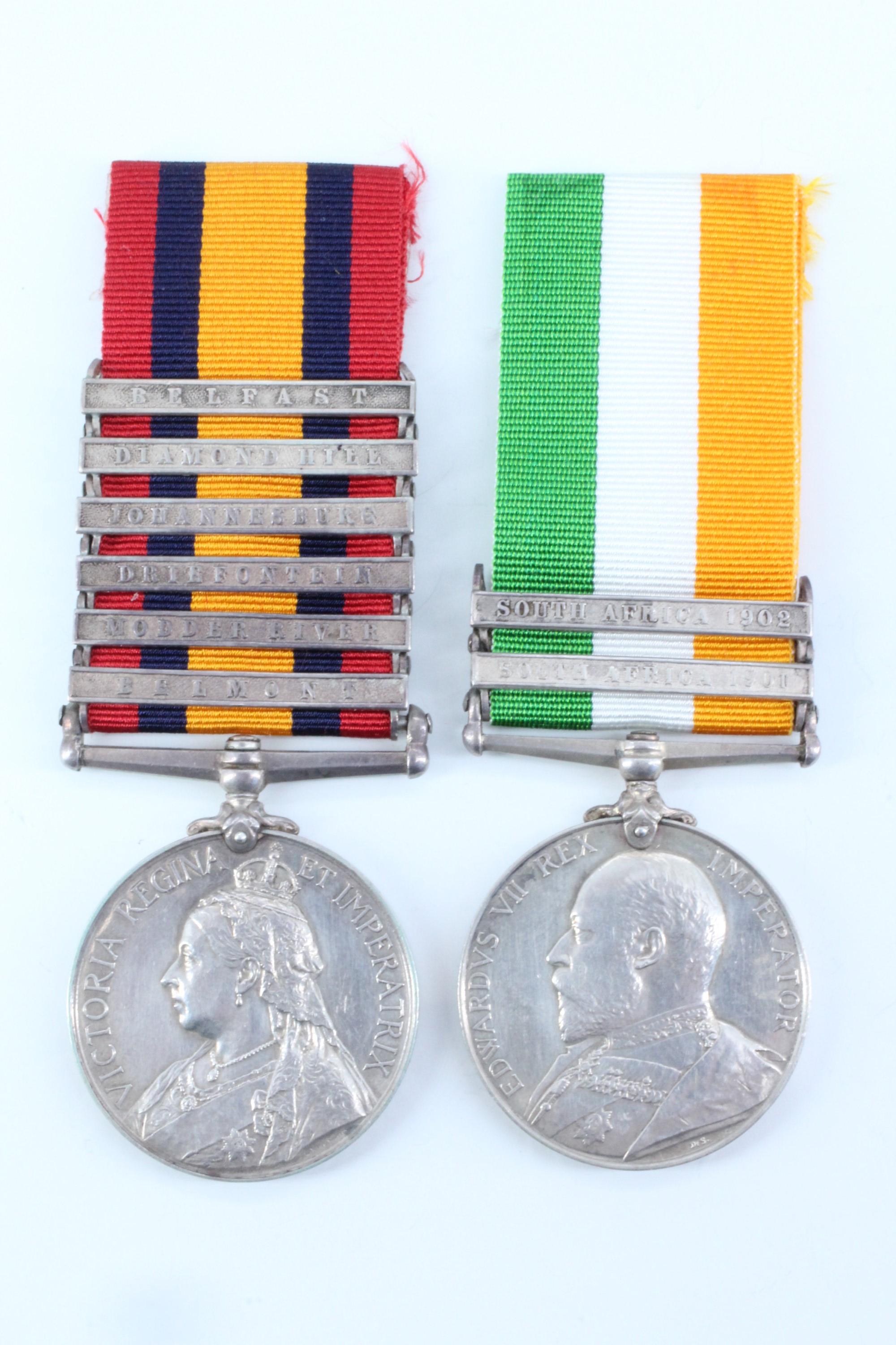 A Queen's South Africa Medal with six clasps, together with a King's South Africa Medal impressed to