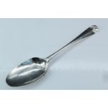 A George II silver Hanoverian table spoon, the back of the bowl adorned with a scallop shell, the