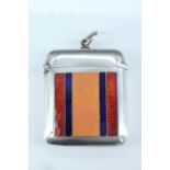 A Boer War commemorative enamelled silver fob Vesta case, one face basse taille enamelled in the