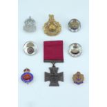 RAF, Royal Navy and Royal Fusiliers mother-of-pearl sweetheart brooches, a Grenadier Guards