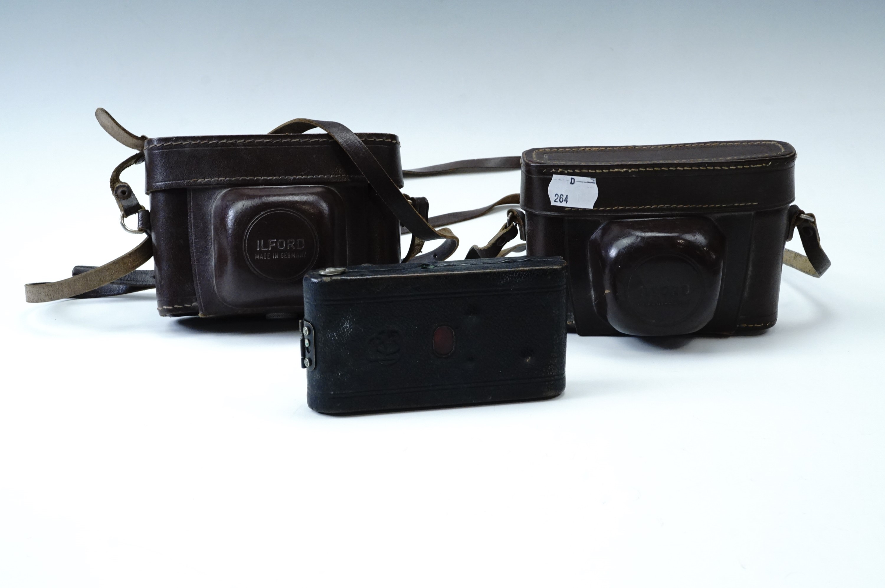 Two Ilford Sportsman 1:3,5/45 mm cameras, together with a C.P. Goerz of Berlin "D.R.P" box camera - Image 2 of 3