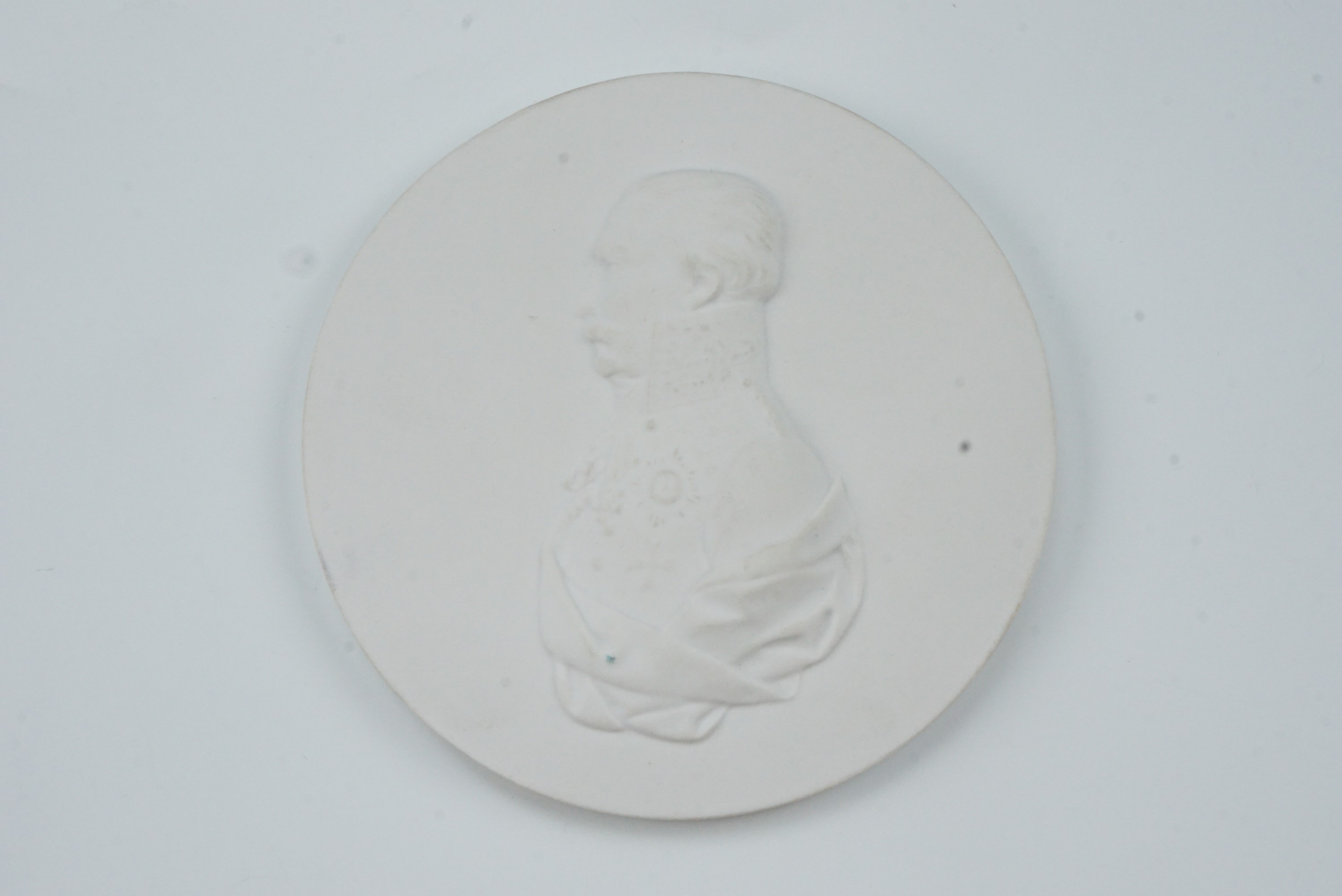 [ Waterloo ] A KPM Berlin bisque porcelain profile portrait plaque depicting the Napoleonic Wars